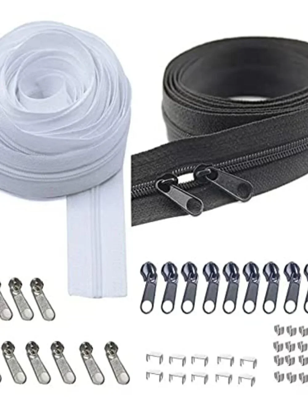 Bulk Zippers Tape 6 Yards #3 Nylon Coil Zippers by The Yard with 20pcs Zipper Sl